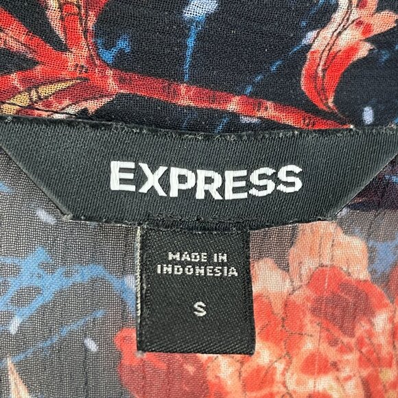 Express Womens Small Sheer Floral Button Up Blouse Long Sleeve Shirt Top - Picture 5 of 12